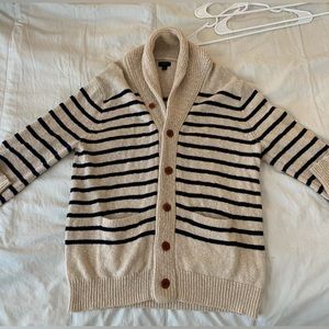 J. Crew Men’s Striped Cardigan Sweater - Blue and Cream